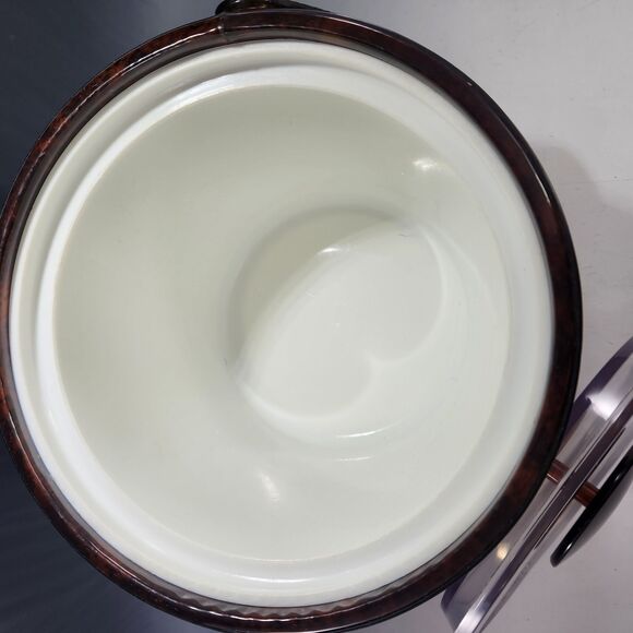 Georges Briard Ice Bucket Lucite Handle Tongs Gold Trim Faux Tortoise Shell MCM - Picture 6 of 10